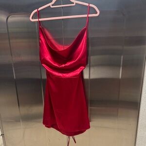Elegant Red Satin Slip Dress